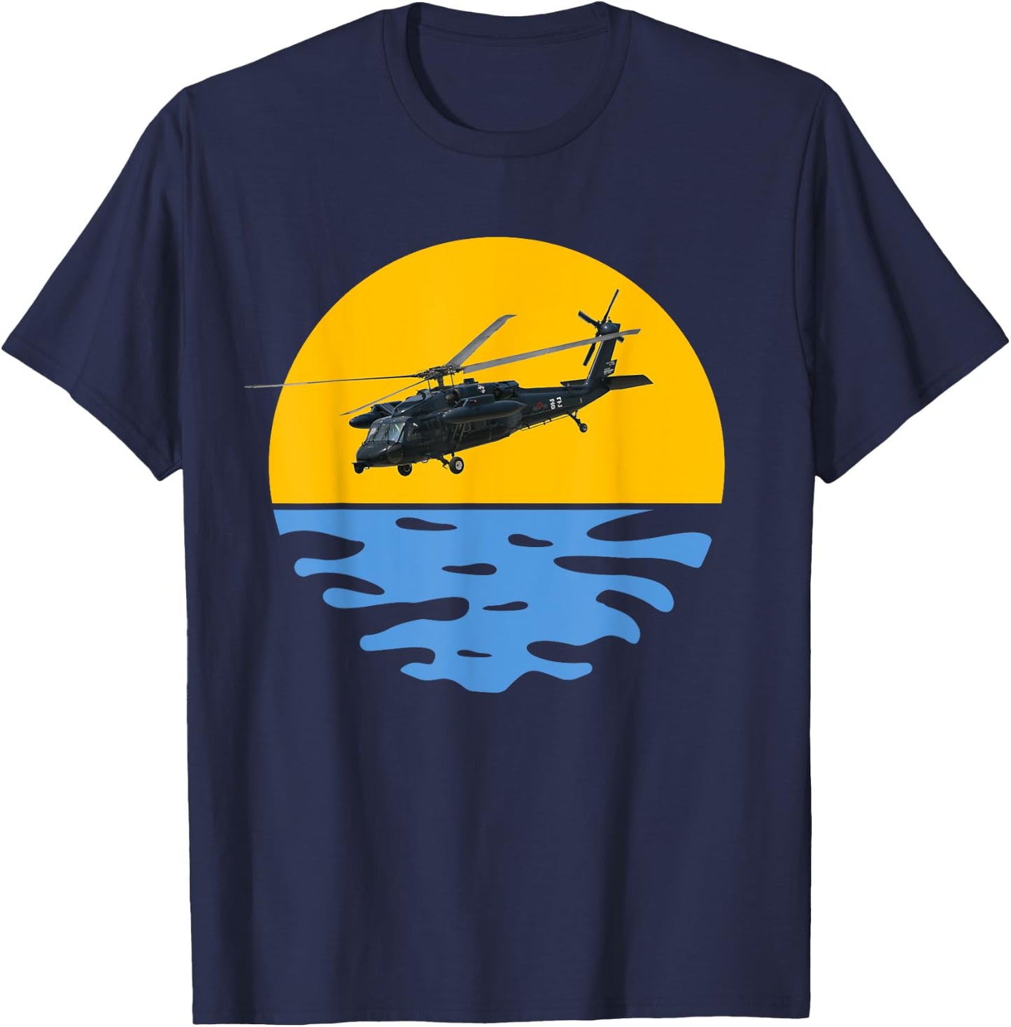 Sunset Army UH-60 Sikorsky Blackhawk Helicopter Pilot Gift T-Shirt - T-Shirt | Navy
