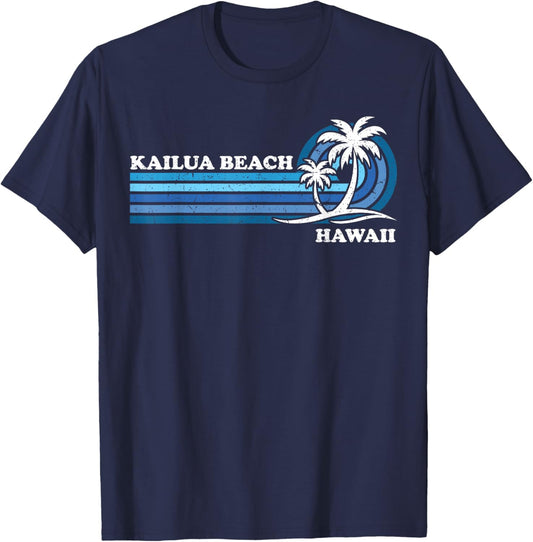 Retro Vintage Family Vacation Hawaii Kailua Beach T-Shirt - T-Shirt | Navy