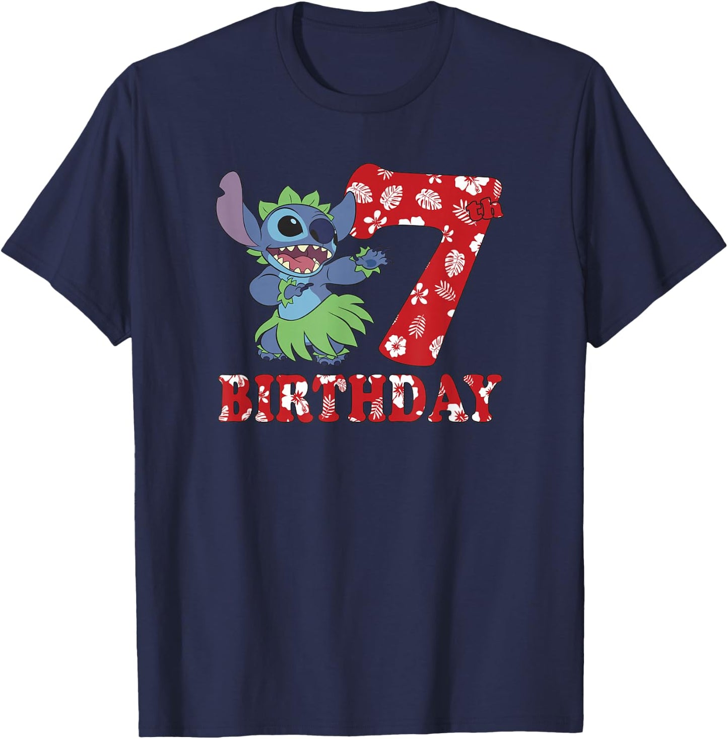 Disney Lilo & Stitch 7th Birthday Stitch Hula Dancer T-Shirt - T-Shirt | Navy