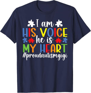 His Voice Proud Autism Gigi Autism Awareness for Gigi T-Shirt - T-Shirt | Navy