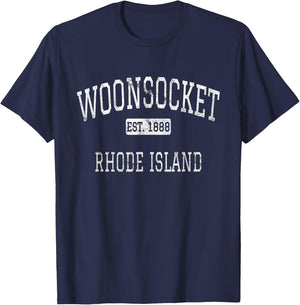 Woonsocket Rhode Island RI Vintage T-Shirt - T-Shirt | Navy