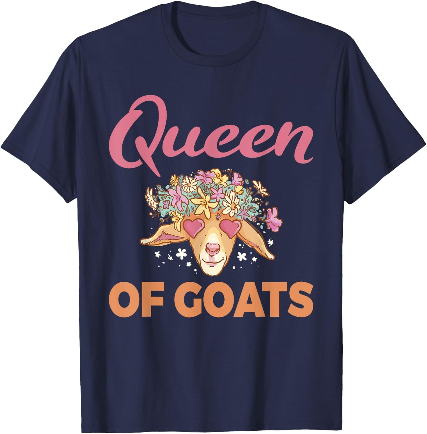 Queen of Goats Goat Lovers T-Shirt - T-Shirt | Navy