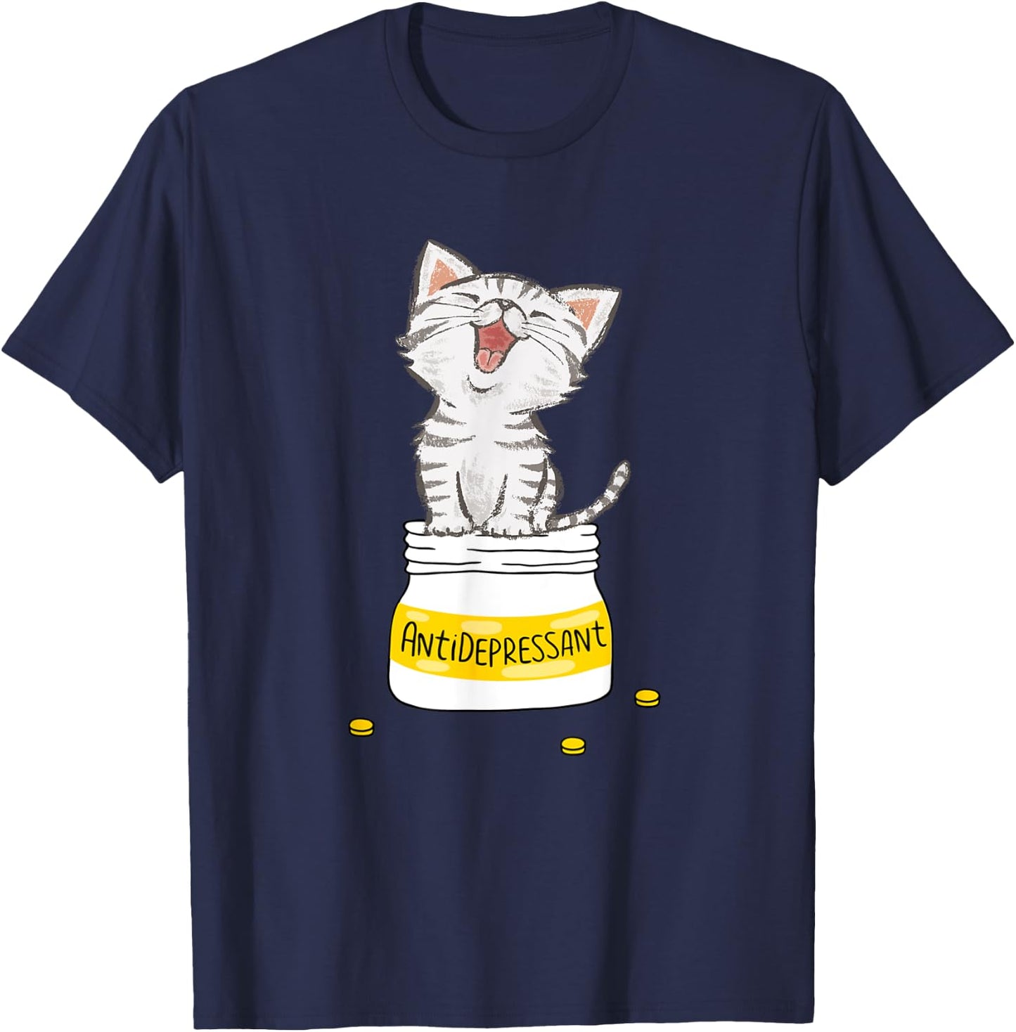 Anti Depressant Cat Lovely Cat Antidepressants Women T-Shirt - T-Shirt | Navy
