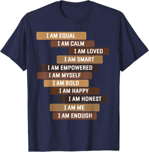 Melanin Goddess Positive Affirmation Quotes Black Educators T-Shirt - T-Shirt | Navy