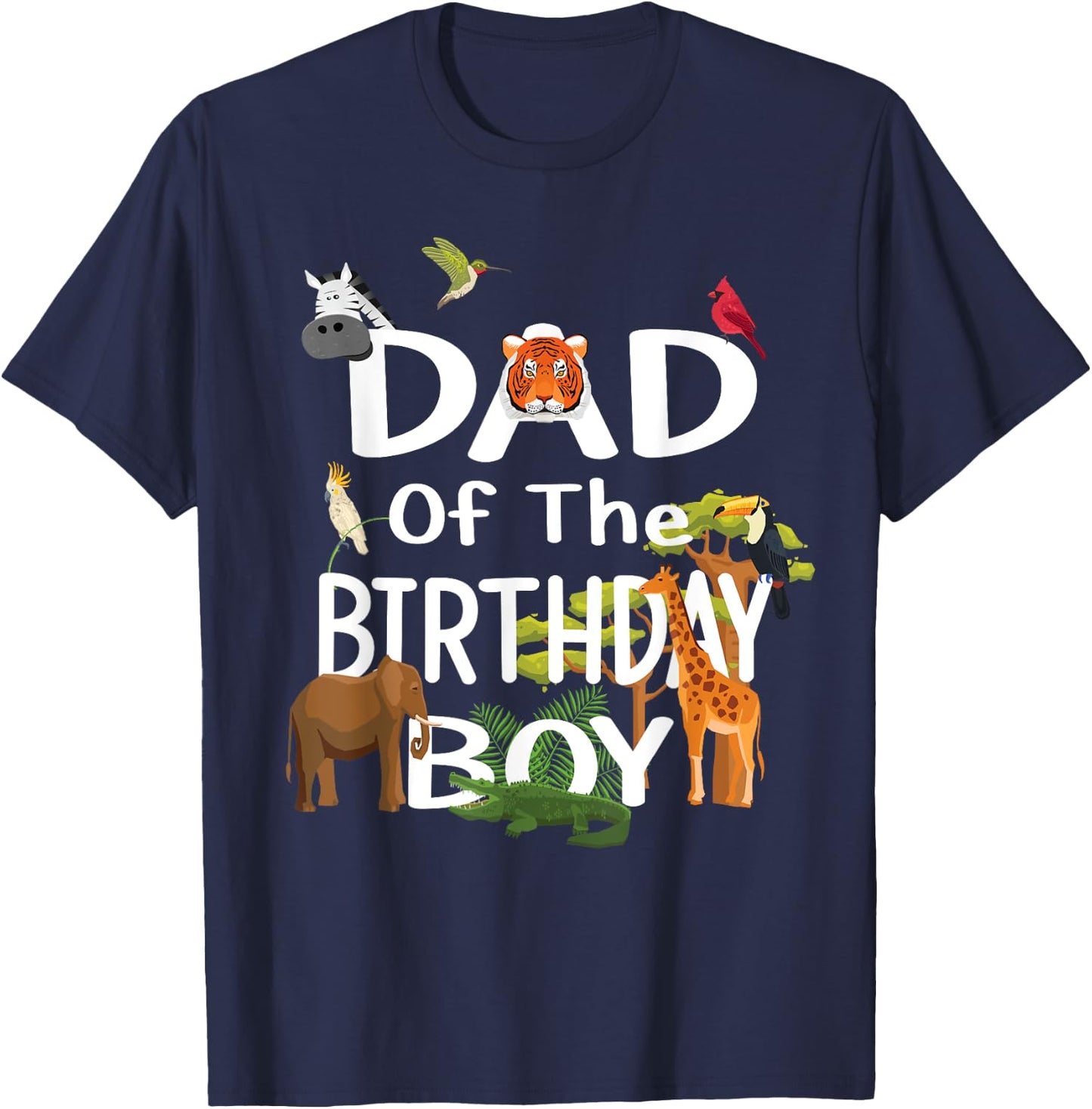 Dad Of The Birthday Boy Zoo Theme Animal Party T-Shirt - T-Shirt | Navy