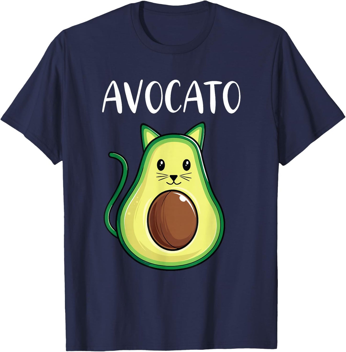 Funny Avocado Shirt Women Men Kids Avocato Cat T-Shirt - T-Shirt | Navy