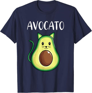 Funny Avocado Shirt Women Men Kids Avocato Cat T-Shirt - T-Shirt | Navy