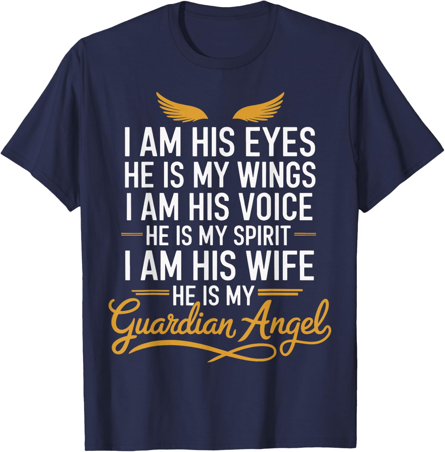 Husband Guardian Angel Widow Quote Widowed Wife Memorial Day T-Shirt - T-Shirt | Navy