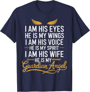 Husband Guardian Angel Widow Quote Widowed Wife Memorial Day T-Shirt - T-Shirt | Navy