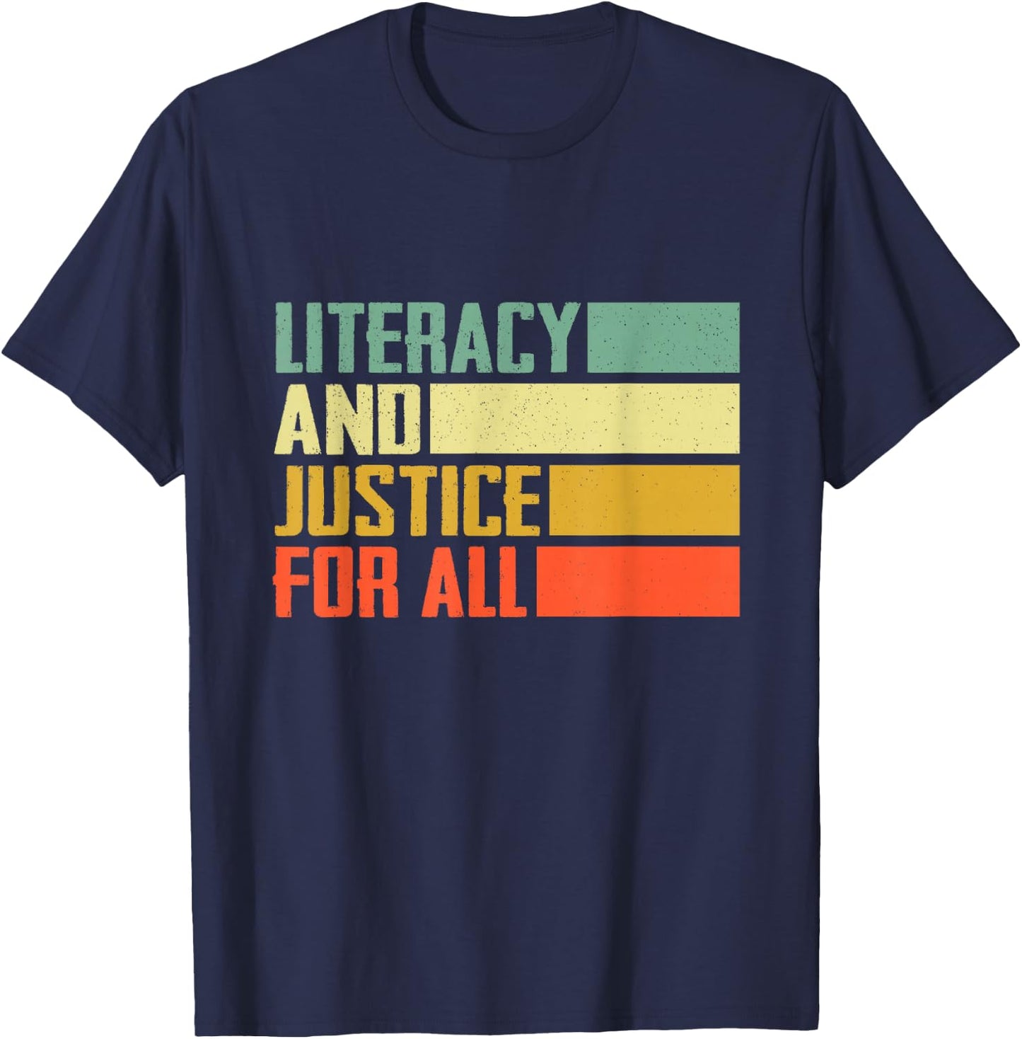 Literacy and Justice for All Retro Social Justice T-Shirt - T-Shirt | Navy