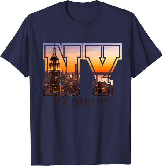 New York City NYC NY Skyline USA America Souvenir Gift T-Shirt - T-Shirt | Navy