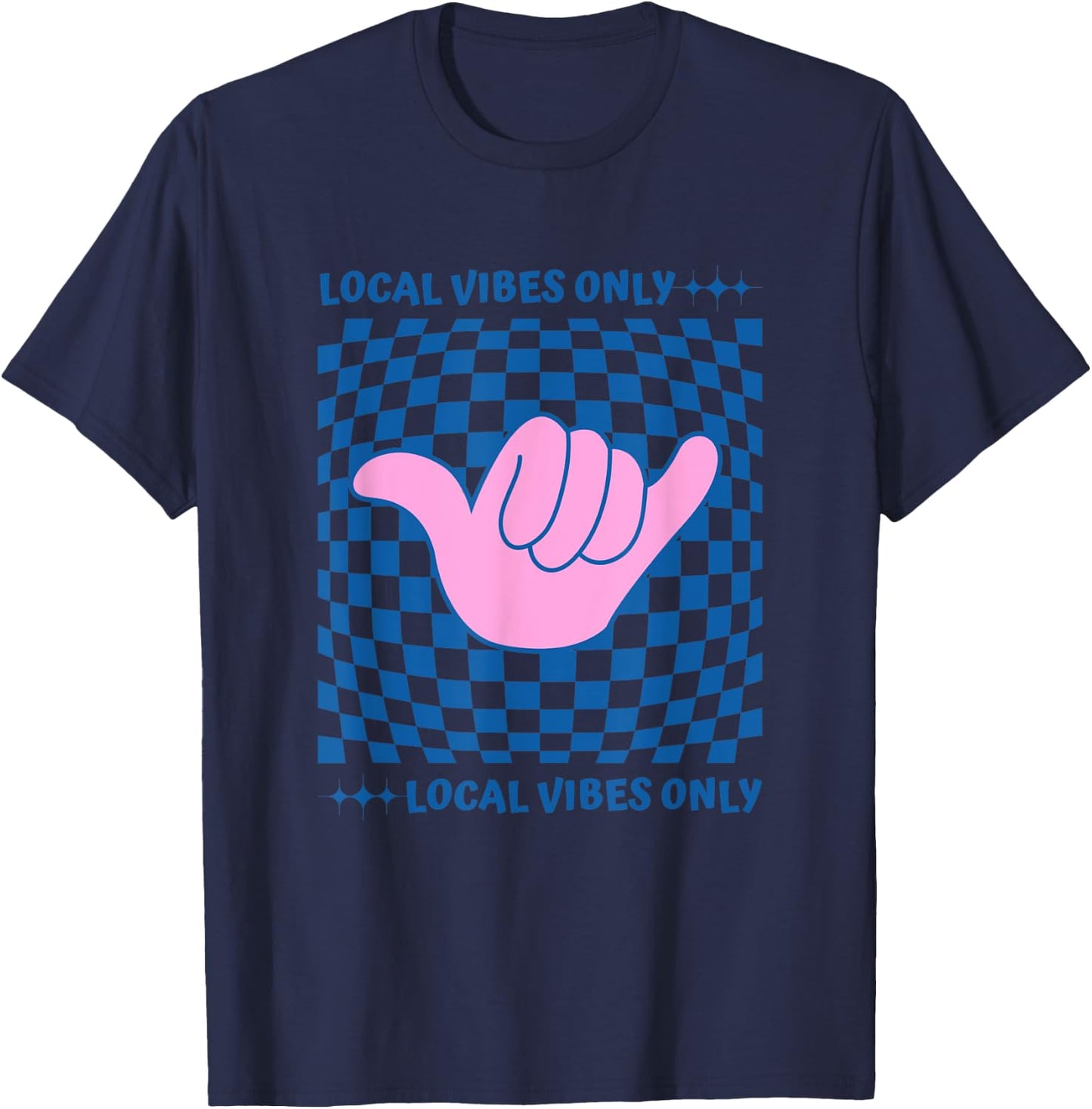 Local Vibes Only Hawaiian Shaka Beach T-Shirt - T-Shirt | Navy