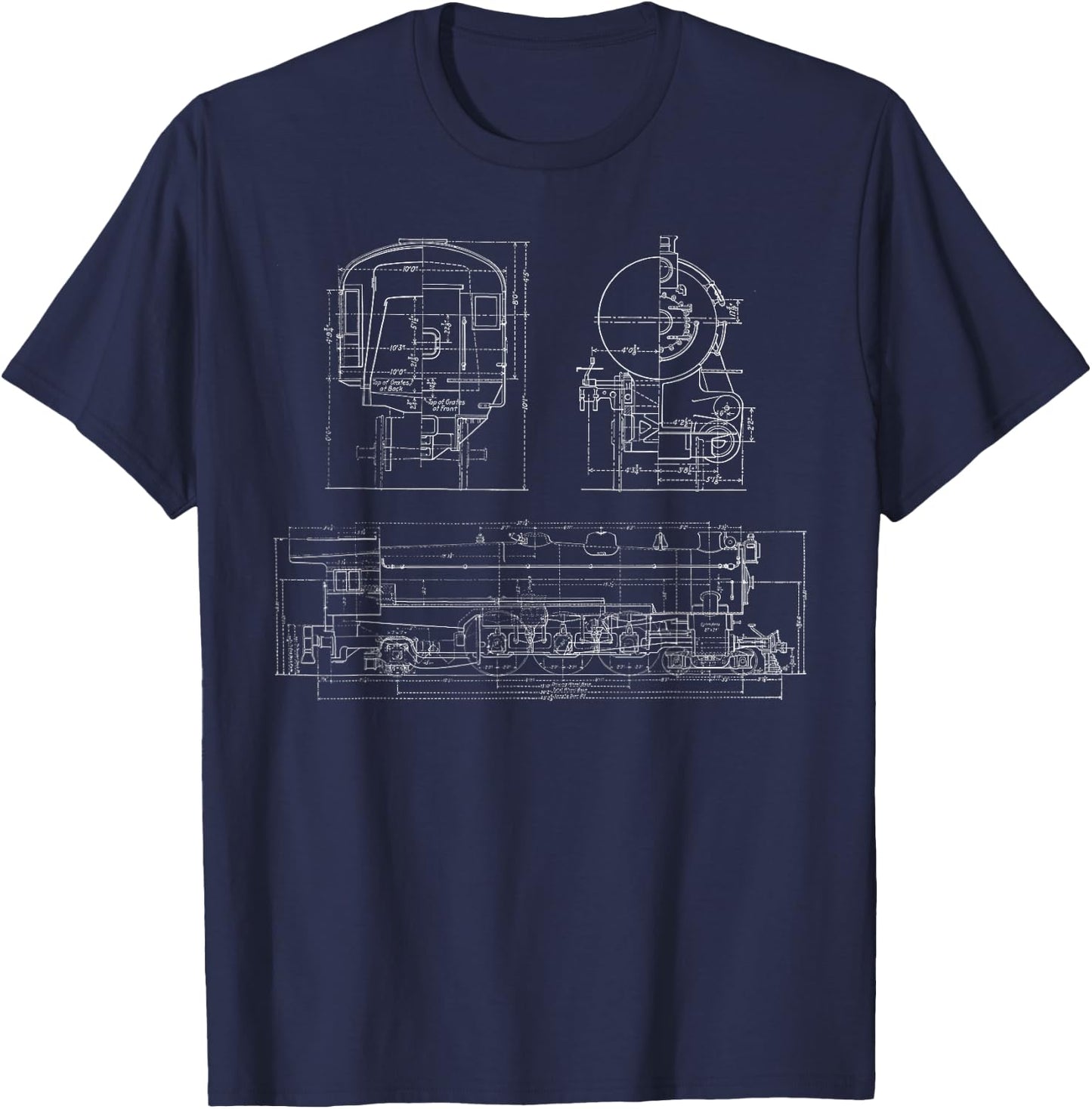 Pennsylvania Railroad Class K4 Dimensioned Train Drawing T-Shirt - T-Shirt | Navy