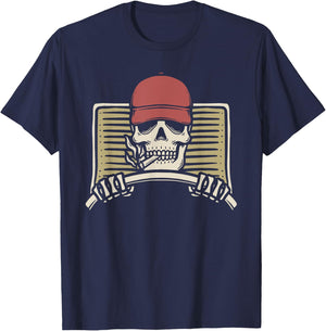 Skeleton Trucker Lazy Halloween Costume Skull Truck Driver T-Shirt - T-Shirt | Navy
