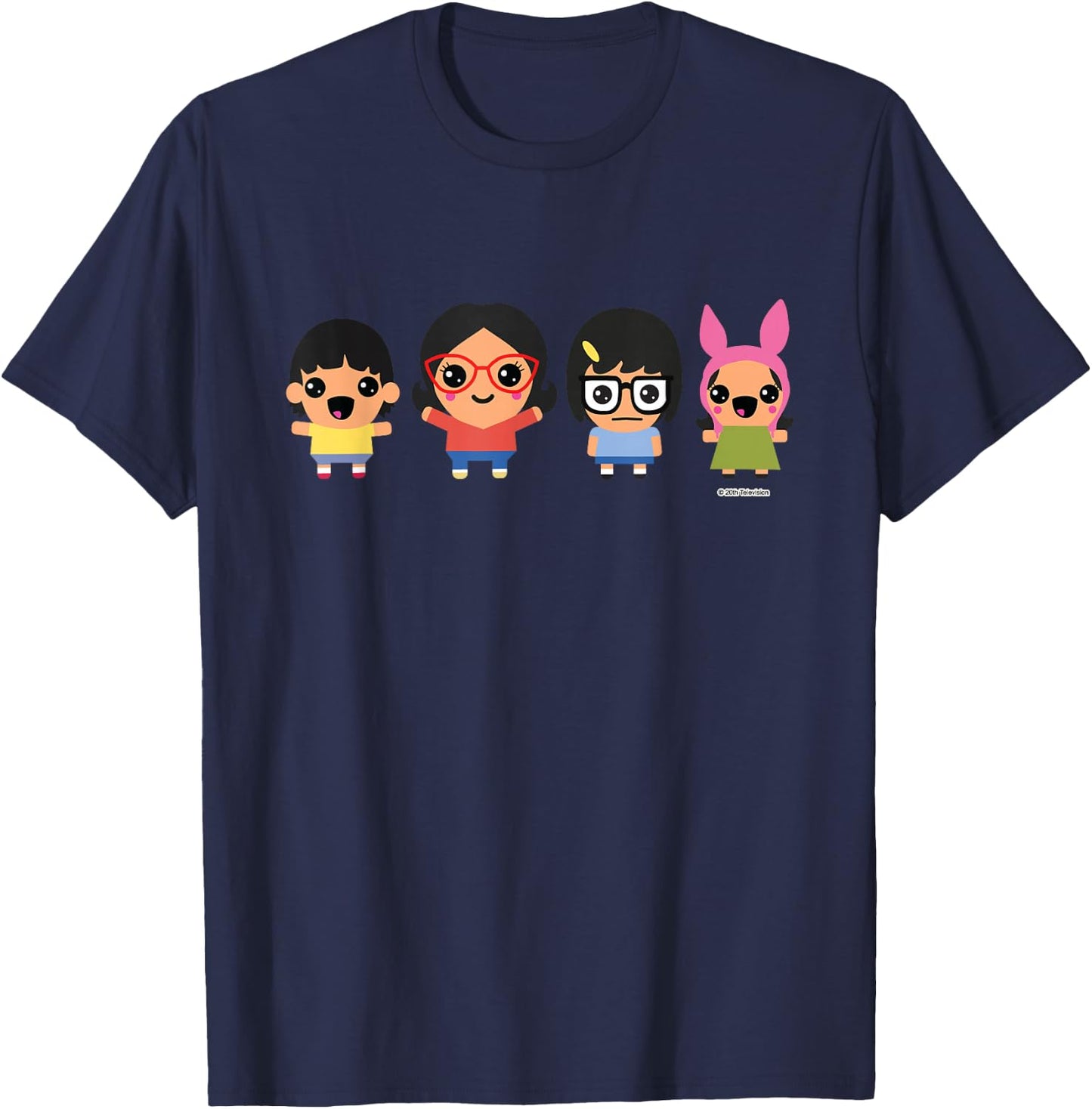 Bob's Burgers Chibi Kawaii Linda Gene Tina and Louise T-Shirt - T-Shirt | Navy