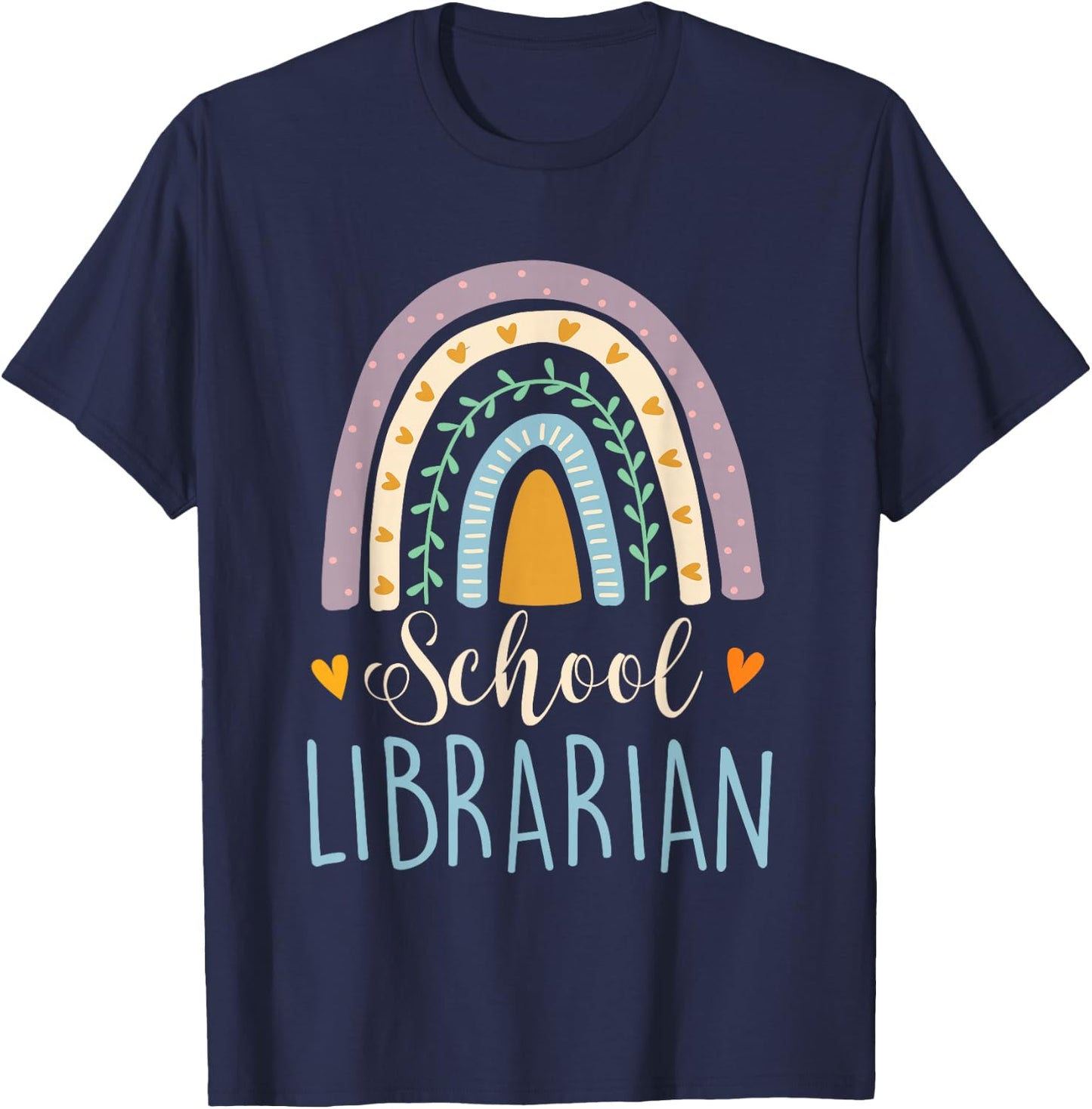School Librarian - Rainbow Books Book Lover Library Worker T-Shirt - T-Shirt | Navy