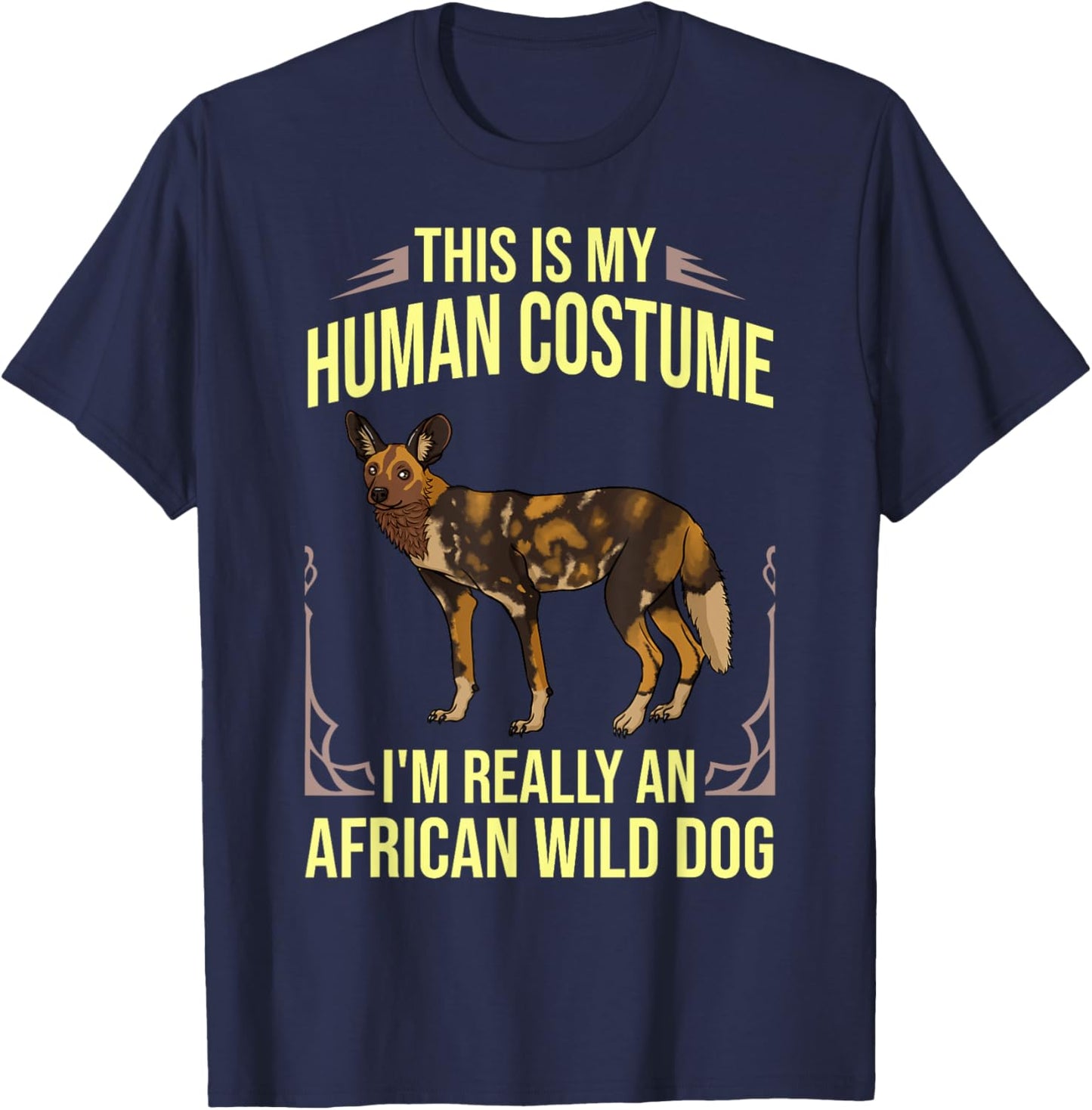 African Wild Dog Gift African Painted Dog Pup T-Shirt - T-Shirt | Navy