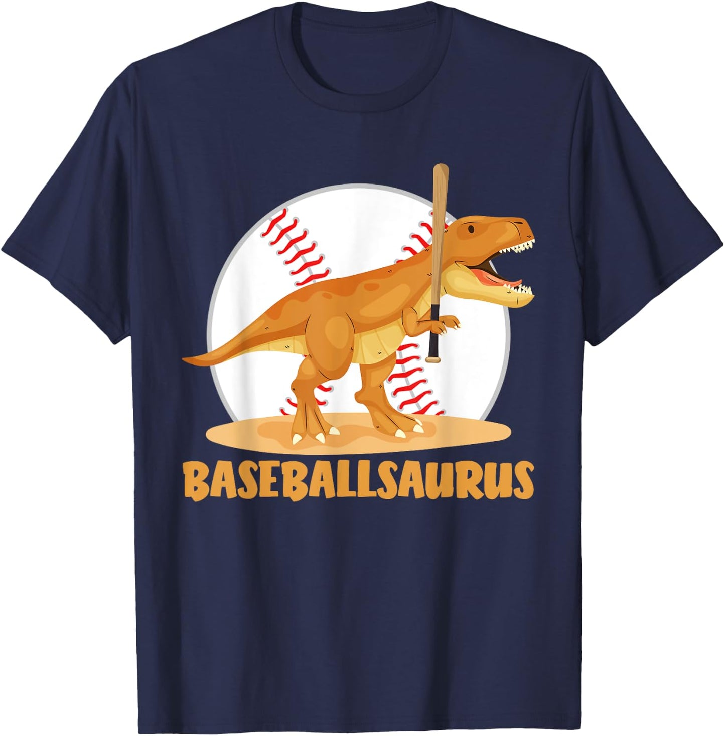 Baseball playing Trex Funny Dino Sport T-Shirt - T-Shirt | Navy