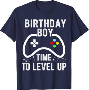 Birthday Boy Time to Level Up Video Game Birthday Gift T-Shirt - T-Shirt | Navy