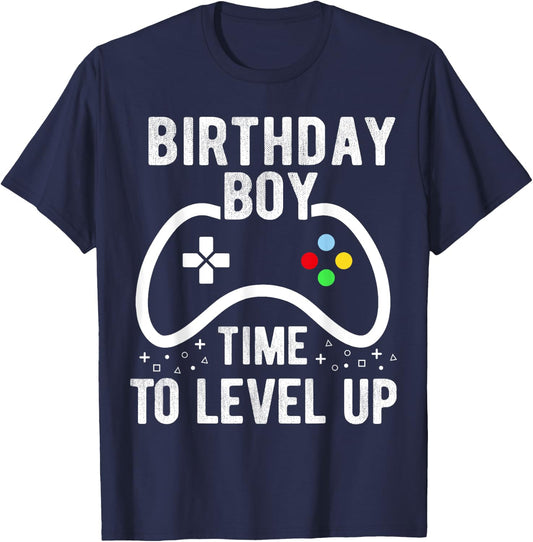 Birthday Boy Time to Level Up Video Game Birthday Gift T-Shirt - T-Shirt | Navy