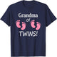 Grandma of Twin Girls Footprint Design Grandmother T-Shirt - T-Shirt | Navy