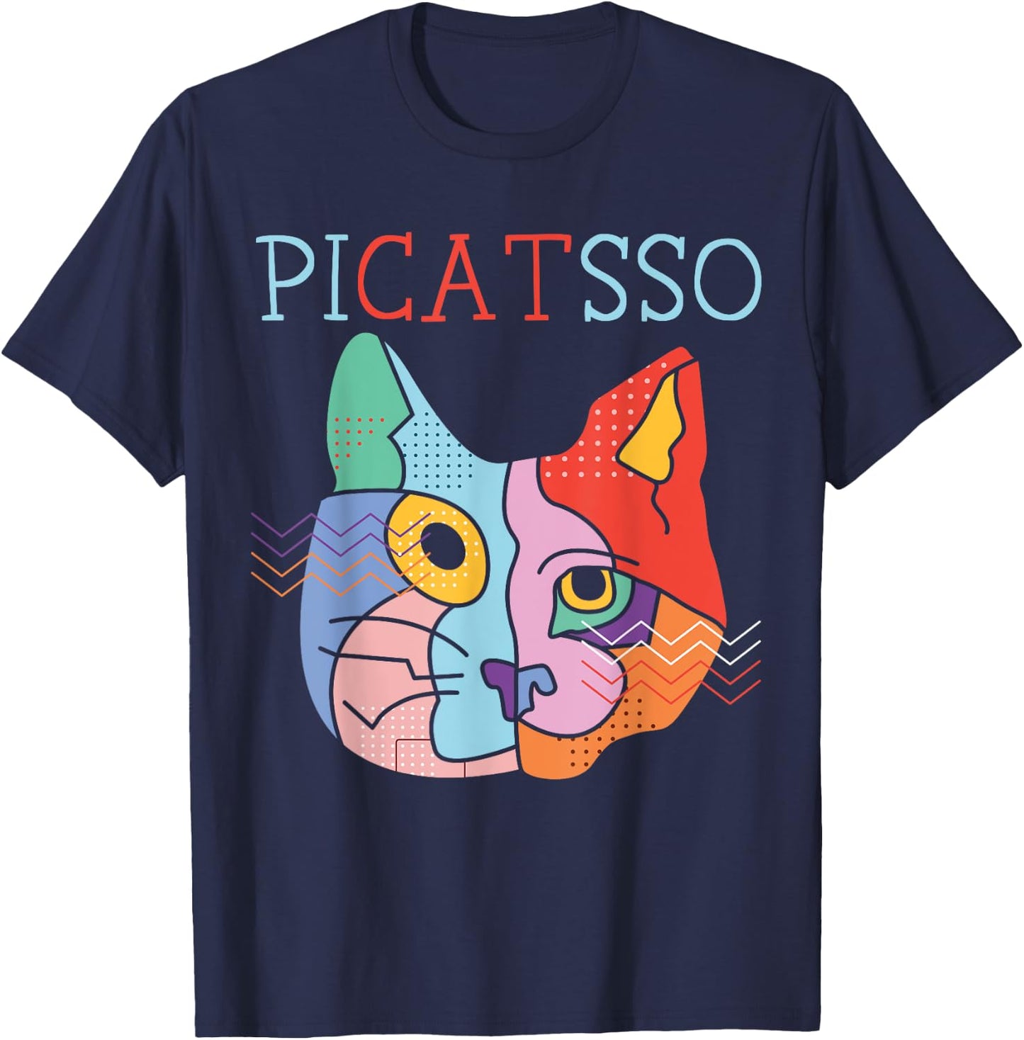 Picatsso Art Teacher Artist Painter Painting Cat Owner Women Girls Kids T-Shirt - T-Shirt | Navy