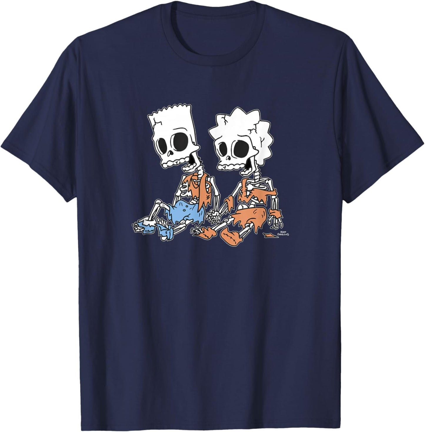 The Simpsons Bart & Lisa Skeletons C2 Small T-Shirt - T-Shirt | Navy