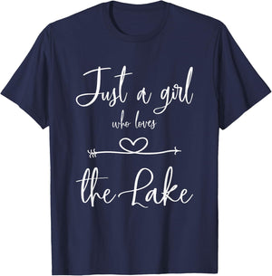 Just a Girl who Loves The Lake | Lake Life T-Shirt - T-Shirt | Navy