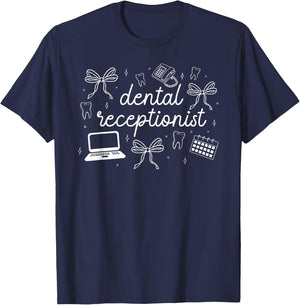 Dental Receptionist Coquette Dental Receptionists T-Shirt - T-Shirt | Navy