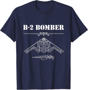 B-2 Bomber Aircraft Schematic Military Stealth Bomber B2 T-Shirt - T-Shirt | Navy