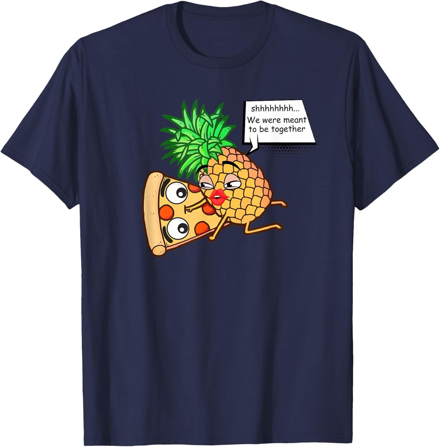 Funny Pineapple On Pizza T-Shirt - T-Shirt | Navy