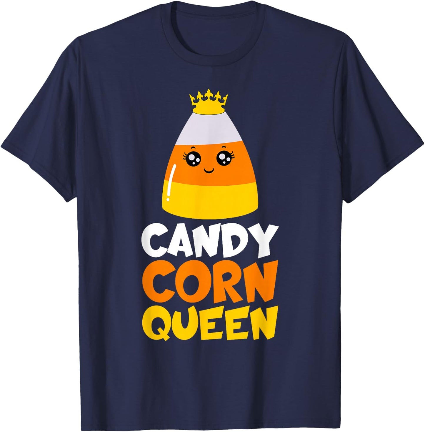 Candy Corn Queen Costume Halloween Cute Kawaii Crown Girls T-Shirt - T-Shirt | Navy