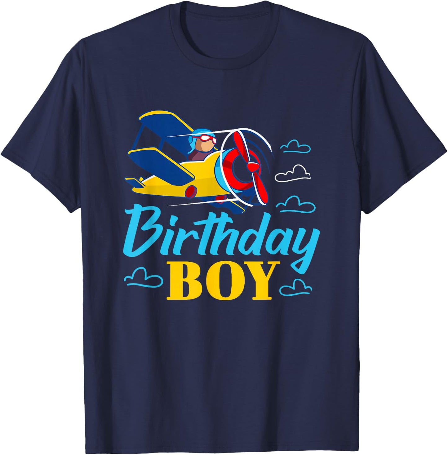 Birthday Boy Airplanes Party Gift Decorations Supplies Kids T-Shirt - T-Shirt | Navy