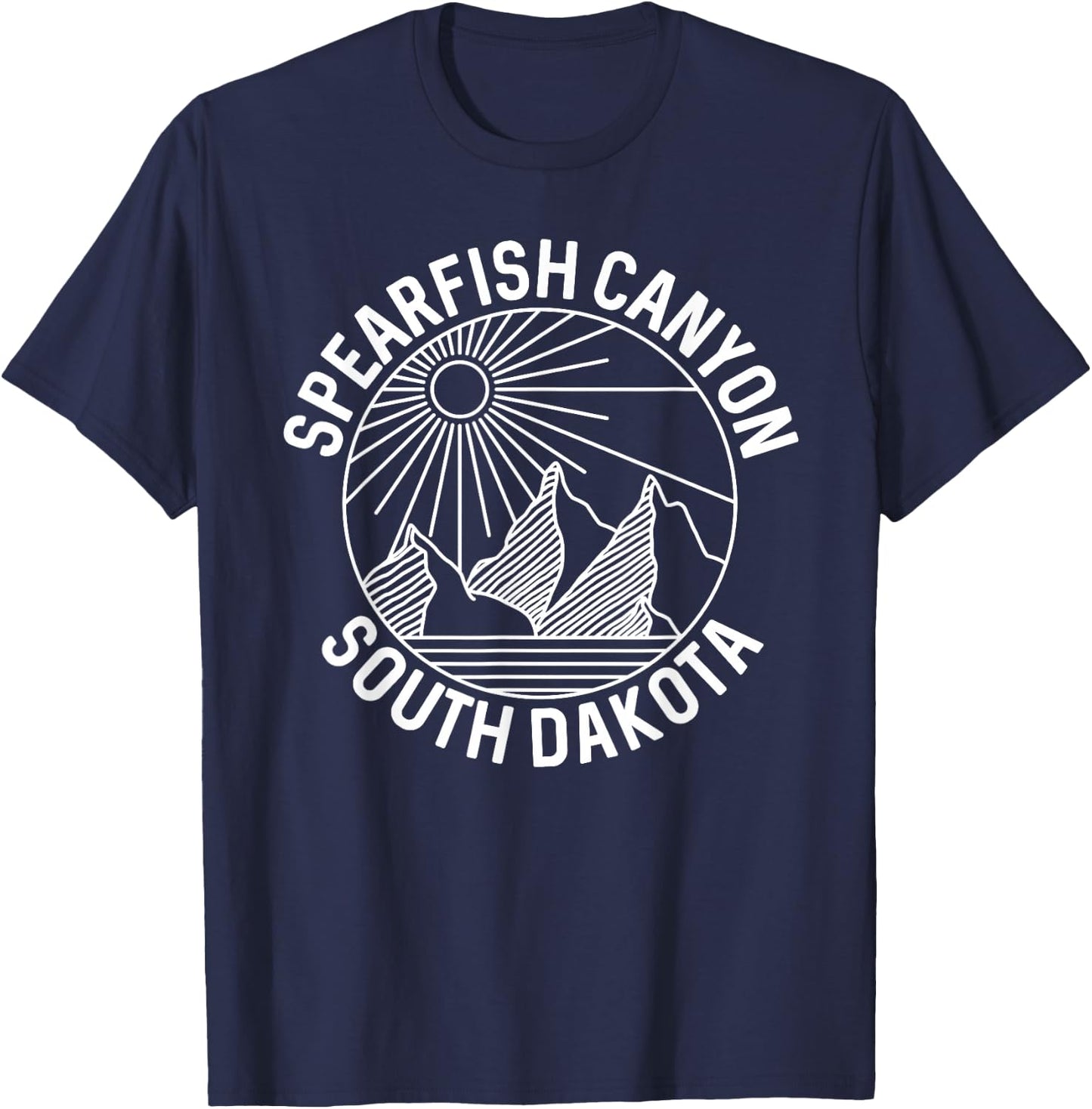 Spearfish Canyon South Dakota Mountain Line Art T-Shirt - T-Shirt | Navy