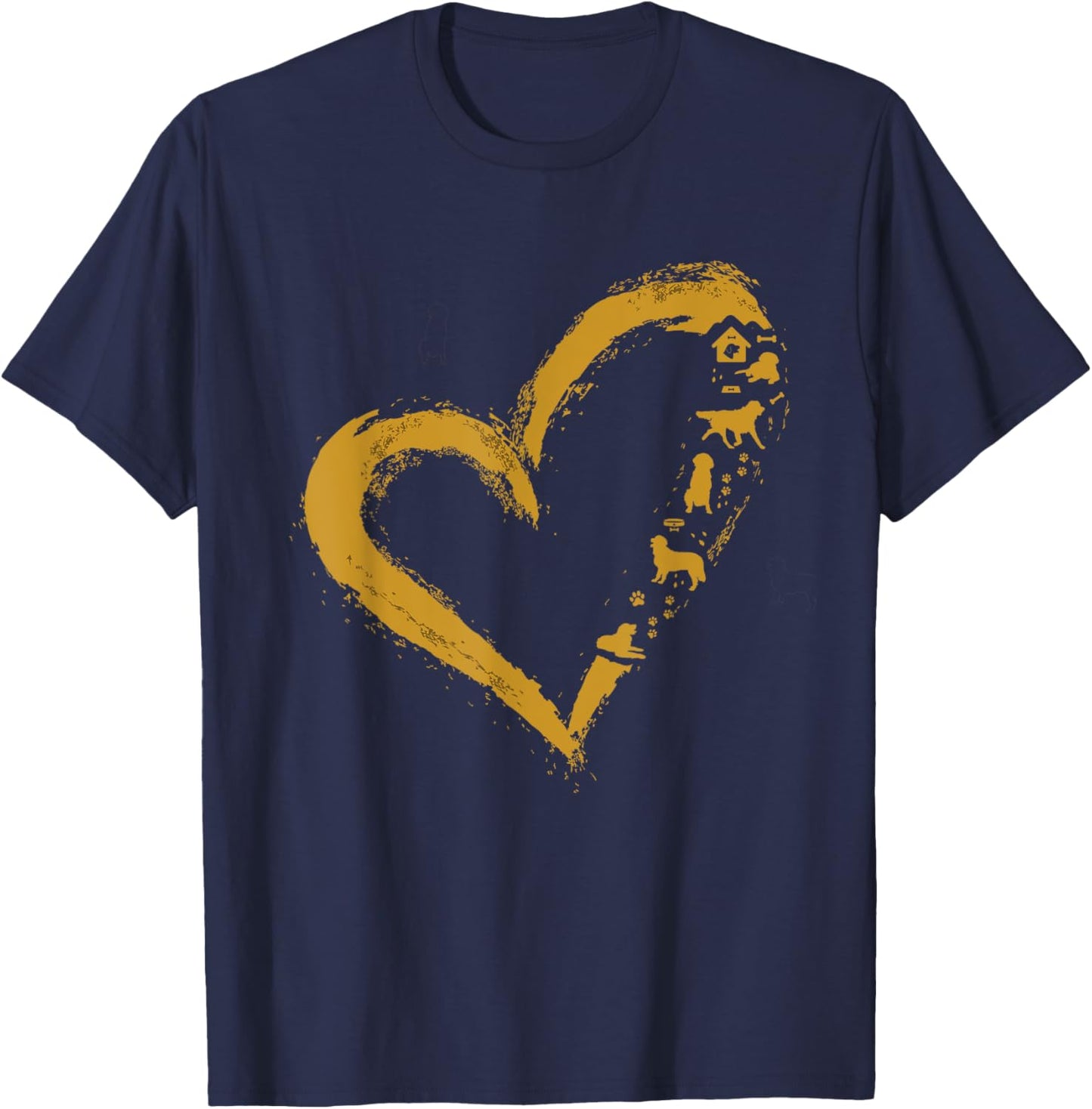 Golden Retriever Gold Dog Heart Shape Golden Dog Lover Gift Women Girls Kids T-Shirt - T-Shirt | Navy
