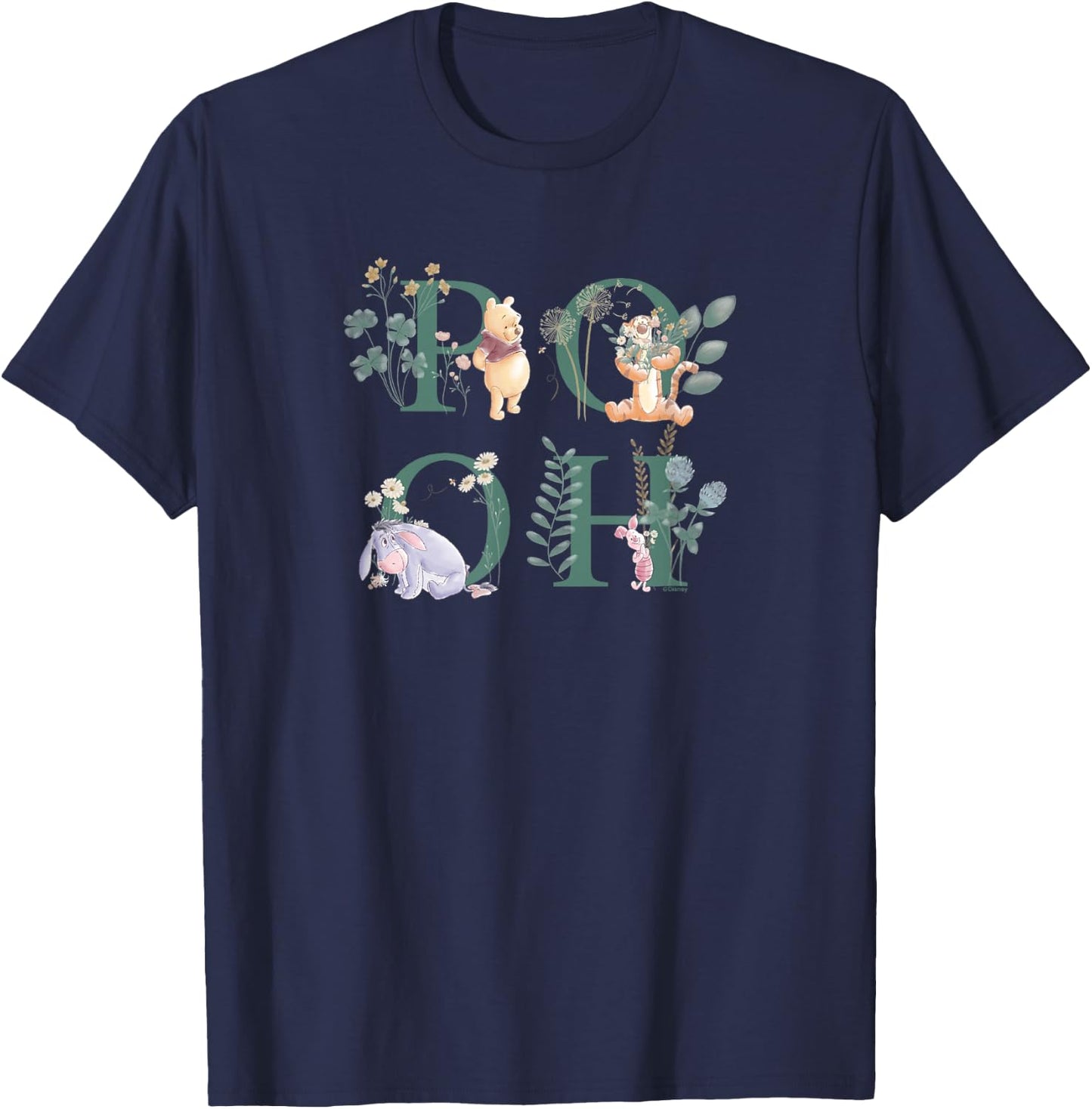 Winnie The Pooh - Pooh Flowers T-Shirt - T-Shirt | Navy
