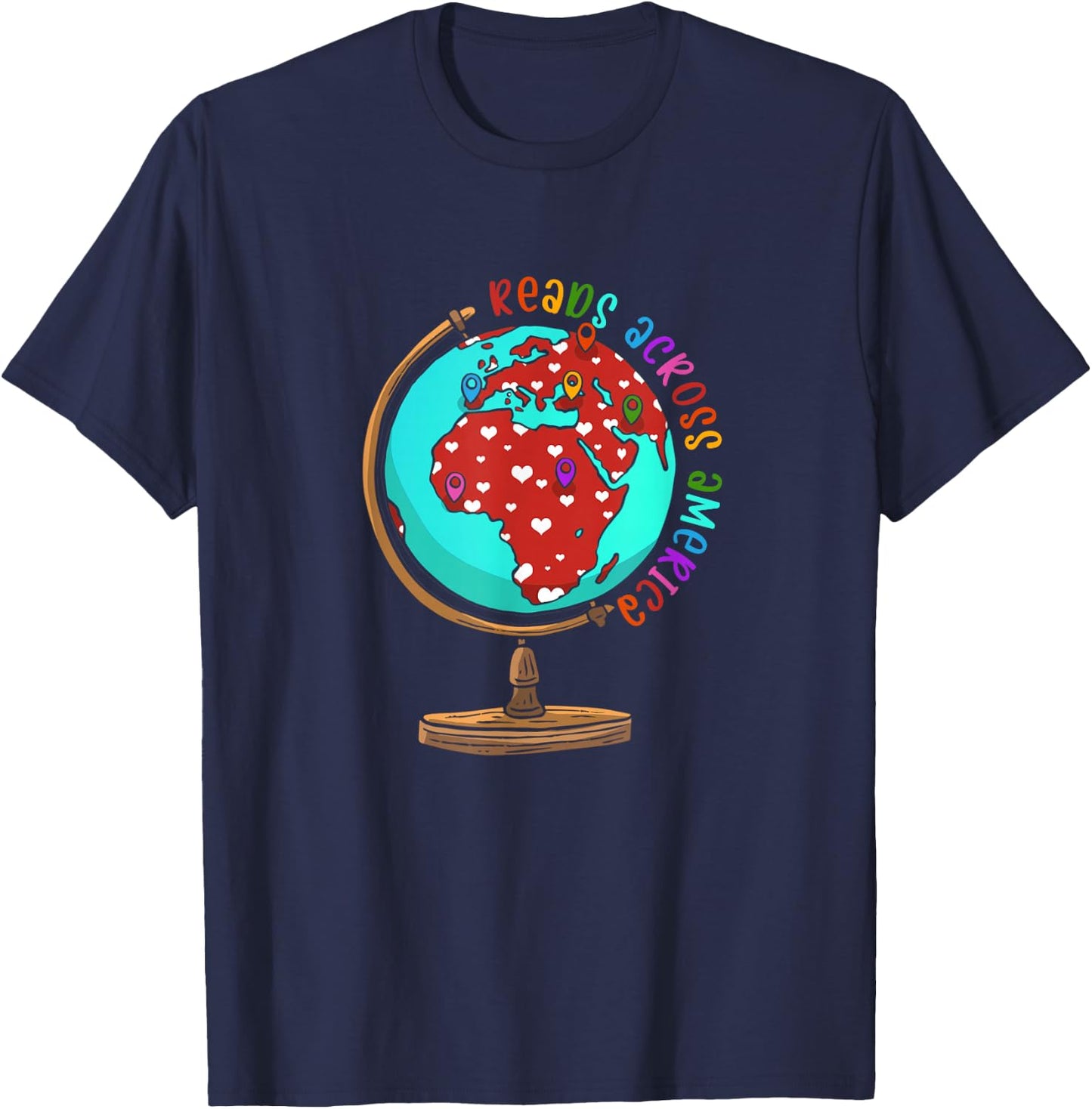 Reads Across That America Reading Lover Teacher Reader T-Shirt - T-Shirt | Navy