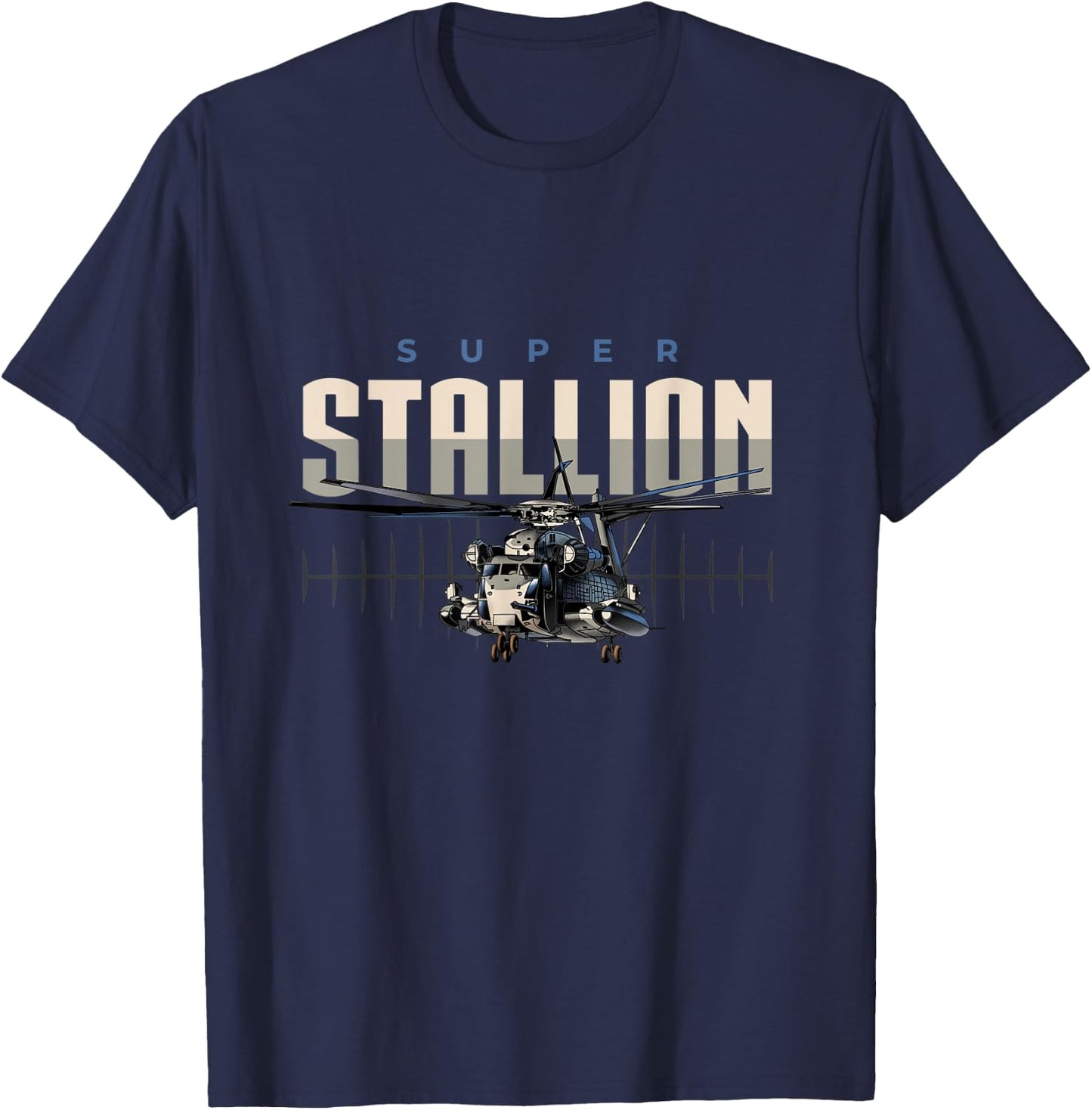 USA Military Warbird Helicopter Super Stallion T-Shirt - T-Shirt | Navy