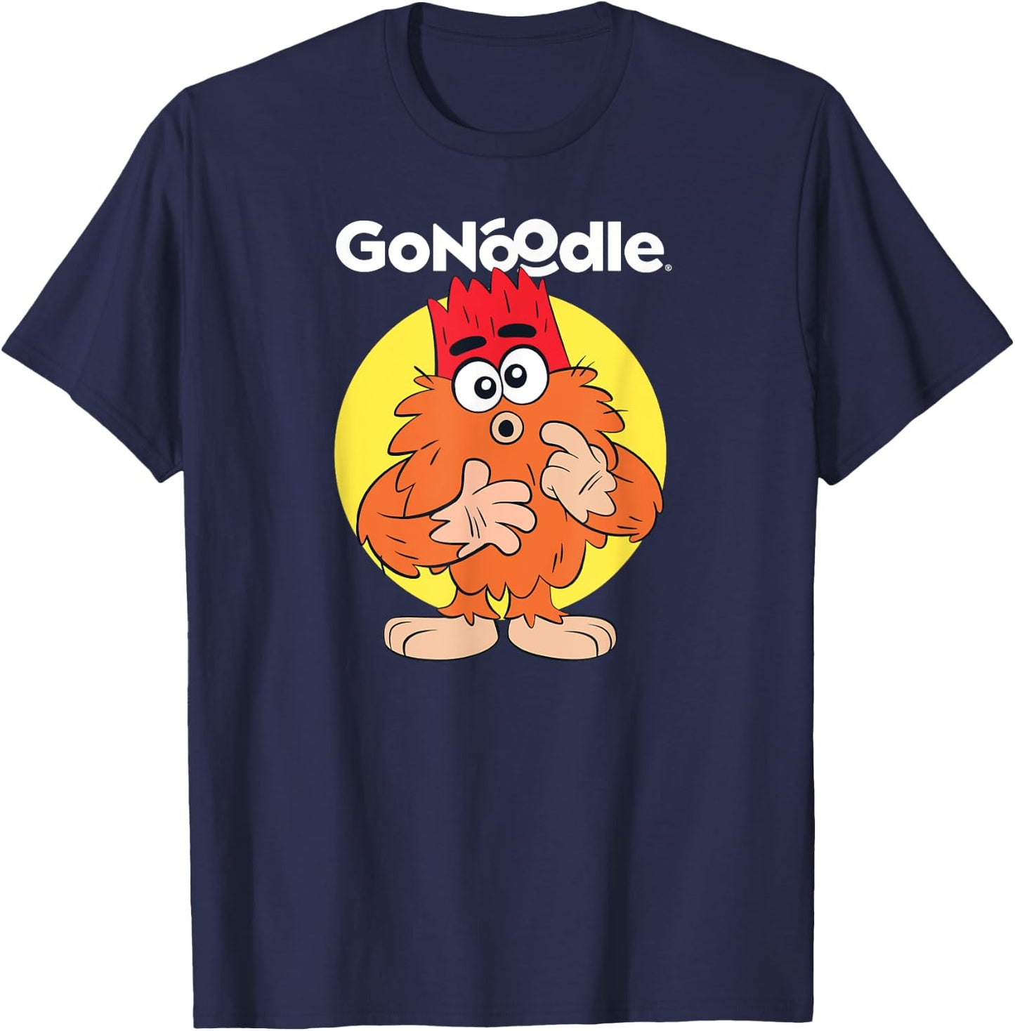 GoNoodle Squatchy Champ - -Adults, Black, Small, Short Sleeve, Classic Fit T-Shirt - T-Shirt | Navy