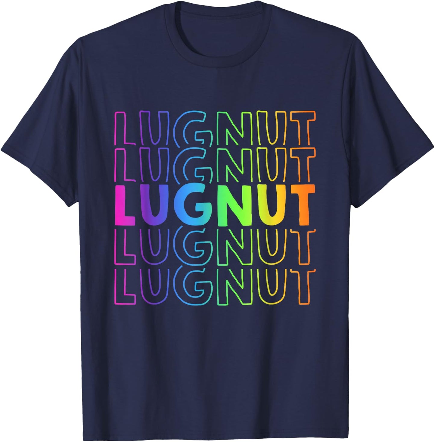 Lug Nut BRIGHT Neon Colors T-Shirt - T-Shirt | Navy