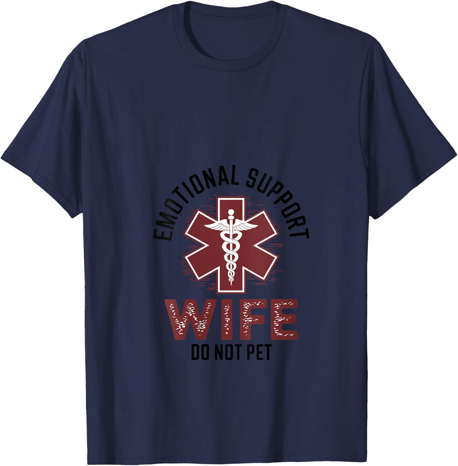 Do Not Pet Emotional Support Wife V-Neck T-Shirt - T-Shirt | Navy