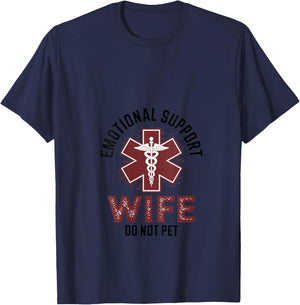 Do Not Pet Emotional Support Wife V-Neck T-Shirt - T-Shirt | Navy