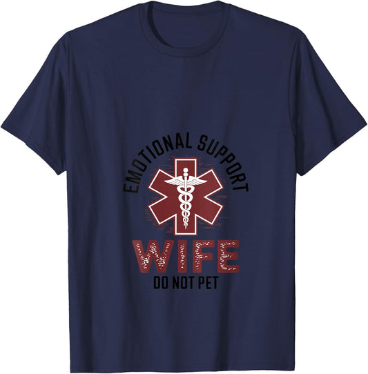 Do Not Pet Emotional Support Wife V-Neck T-Shirt - T-Shirt | Navy