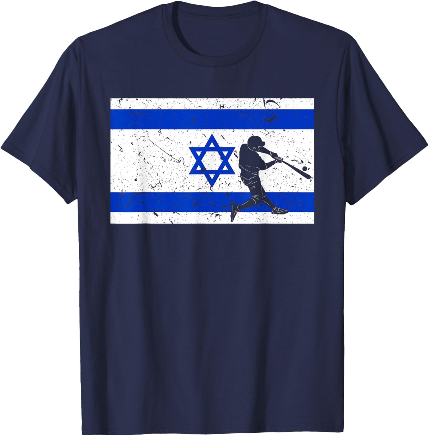 Vintage Baseball League Israel Flag National Team Player T-Shirt - T-Shirt | Navy