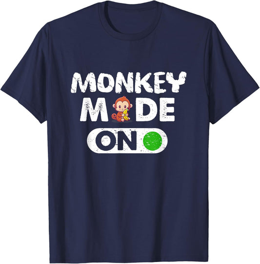 Monkey Mode On Animal Lover Funny T-Shirt - T-Shirt | Navy