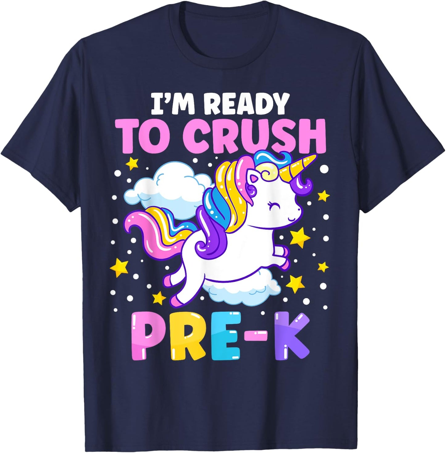 First Day of Preschool I'm Ready To Crush Pre-K Unicorn Kids T-Shirt - T-Shirt | Navy