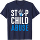 Blue Ribbon Stop Child Misuse Prevention Month Awareness T-Shirt - T-Shirt | Navy