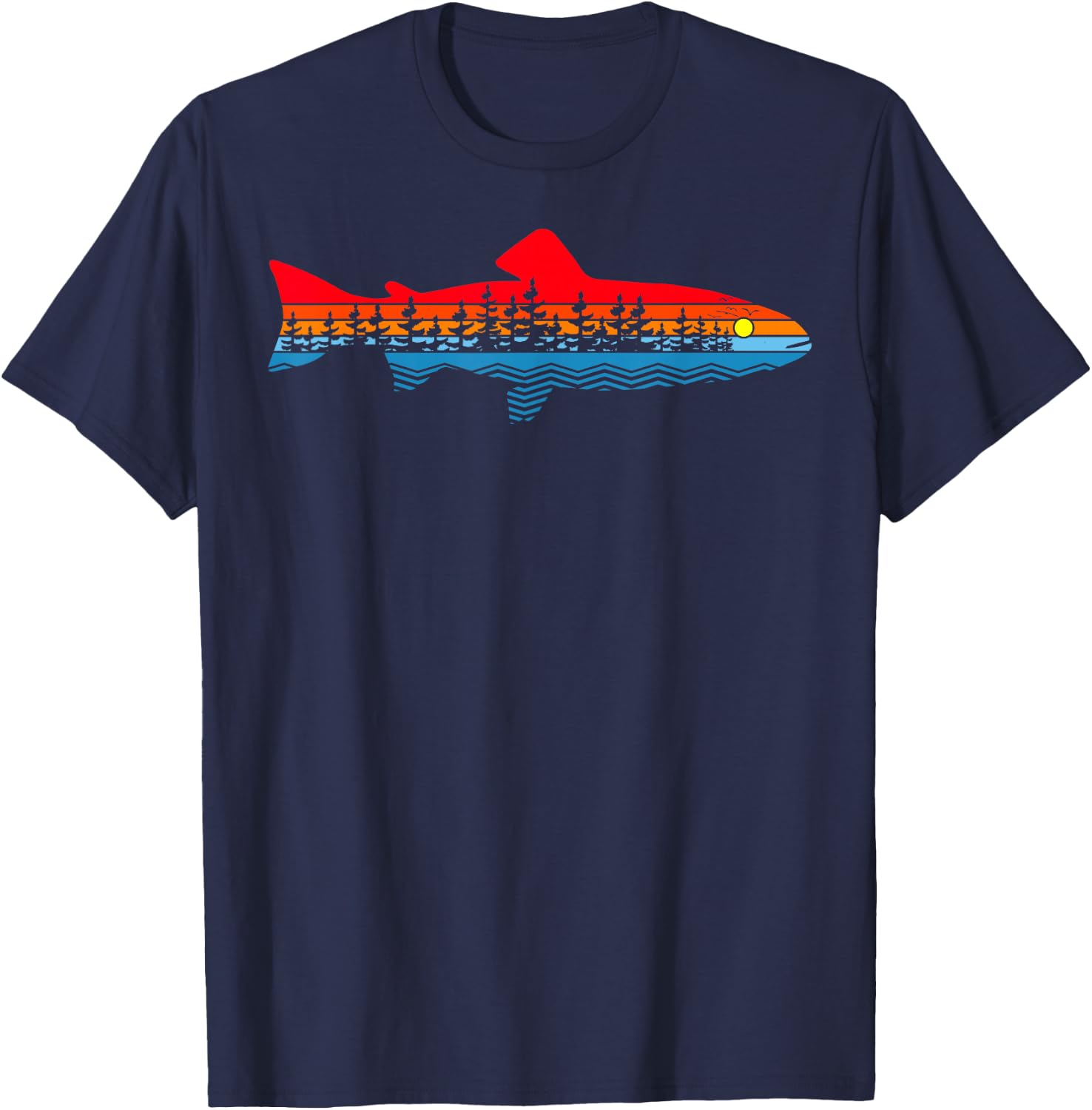 Vintage Nature Outdoor Fishing - Fisher Trout Fish T-Shirt - T-Shirt | Navy