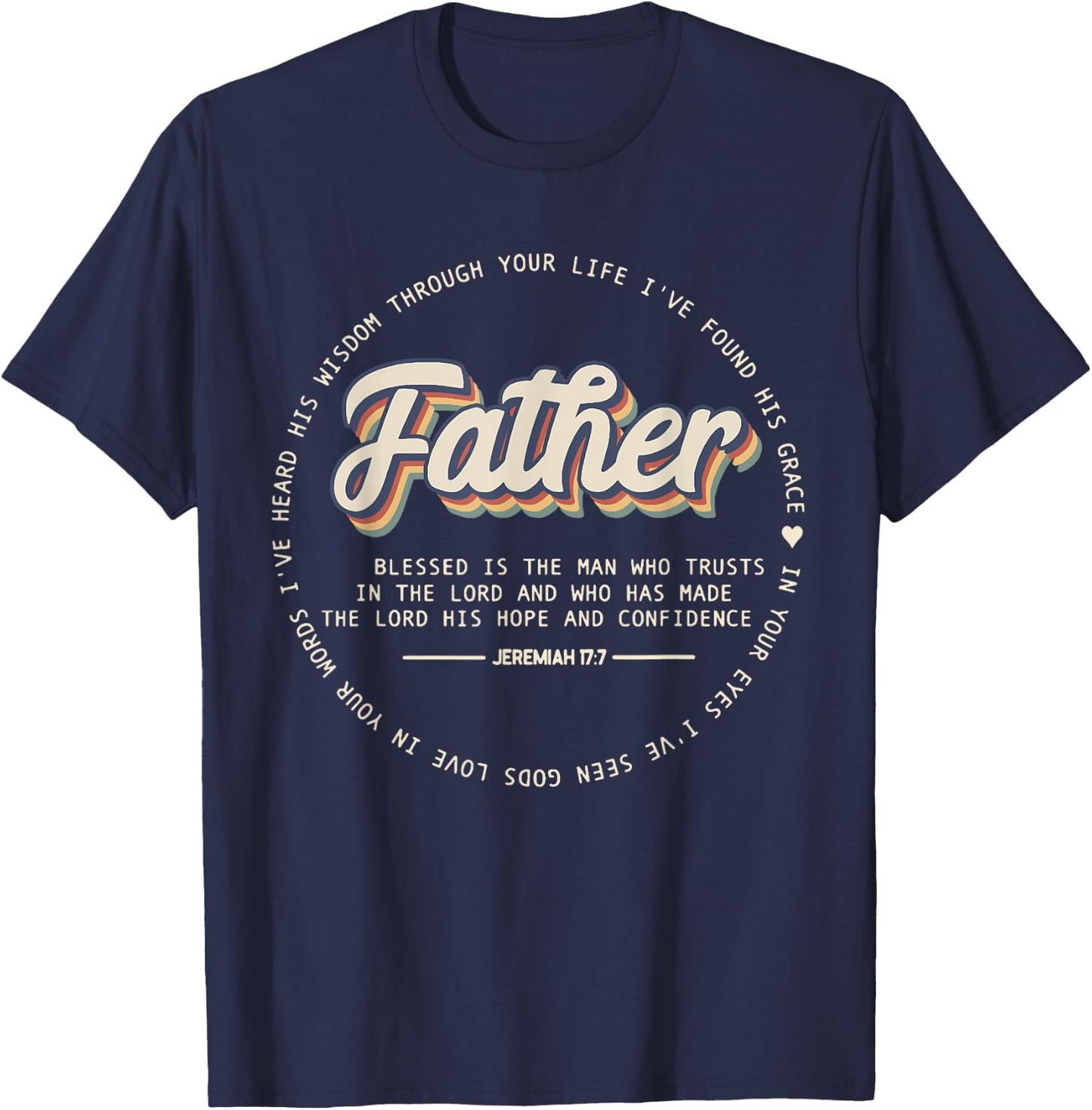 Retro Fathers Day Jeremiah Dad Noun Bible Verse Quote T-Shirt - T-Shirt | Navy
