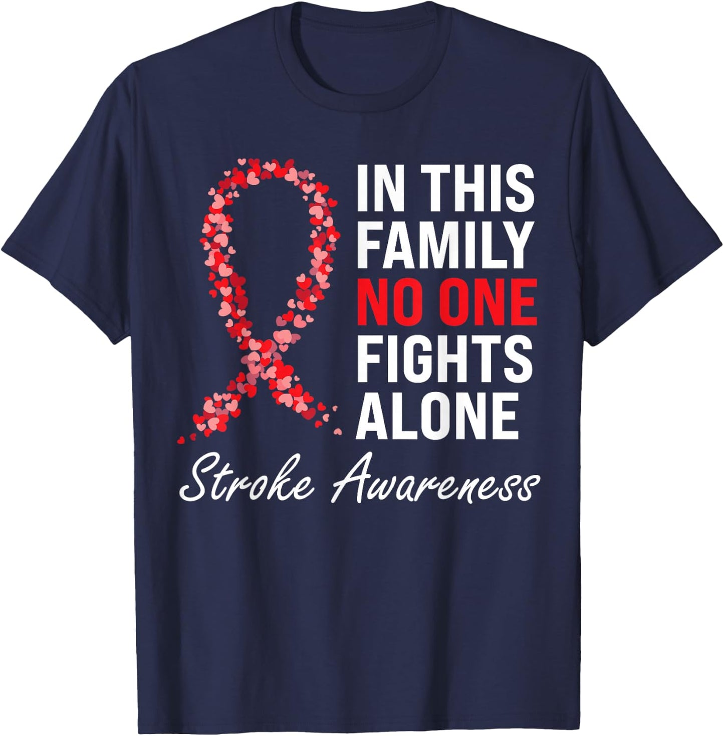 Stroke Survivor Stroke Awareness Red Ribbon T-Shirt - T-Shirt | Navy